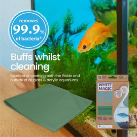 White Magic Aquarium Eco Cloth, 32 x 32 cm, Streak-Free Cleaning for Glass & Acrylic Aquariums, Scratch-Free, Buffs & Polishes, Chemical-Free, Reusable & Machine Washable