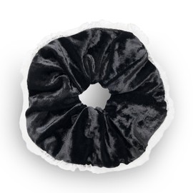 SXQLYH Haargummi Scrunchie Samt Velvet Elastics Spitze,Große Haargummi Dickes Weiches Bequemes Samthaargummi,Scrunchies Pferdeschwanz Halter Winterhaar Bobble für Damen Dickes Langes Haar (Schwarz)