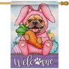 Welcome Easter Bunny Dog Large Decorative House Flag, French Bulldog