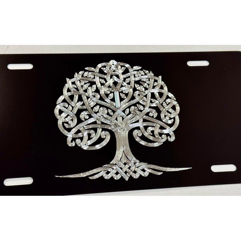 Celtic Tree of Life Car Tag Diamond Etched Vanity Front