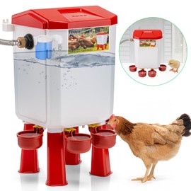 Automatic Chicken Waterer Filtered Float-Controlled Large Chicken Water Feeder Poultry Waterer Kit with Stainless Steel Metal Hose
