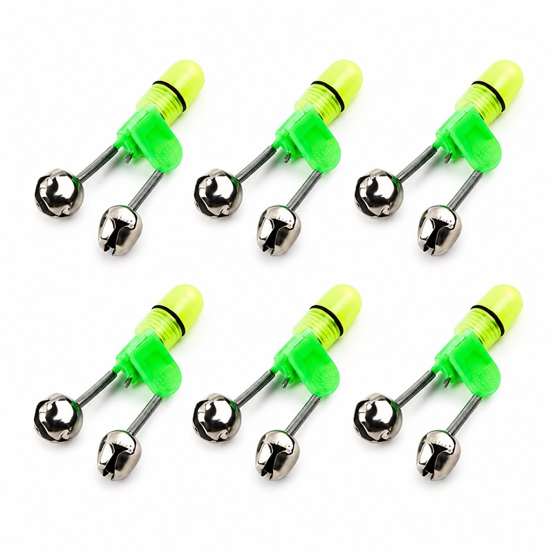 6-Piece Fishing Bite Alarm Bells with Luminous Night Light –