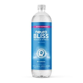 neuroBLISS | White Raspberry | Functional Beverage for Reducing Stress, Lightly-Carbonated, Vegan & Low Sugar; 16.9 Fl Oz (Pack of 12)