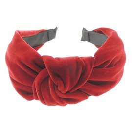 Womens Girls Wide Thick Knotted Top Knot Twist Twisted Velvet Turban Velvet Fabric Winter Accessory Wedding Guest Headpiece Formal Dance Christmas Party Birthday Headband Hair Alice Band (Burgundy)