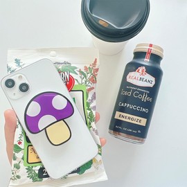 Smartphone Grip Korean Smartphone Ring Stylish Smartphone Grip Smartphone Drop Prevention Smartphone Stand Mushroom Funny Women's Men's Pair (Purple)