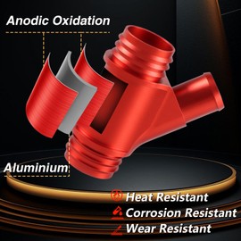 KPALAG CNC Coolant Y-Pipe Weldless Aluminum Coolant Hose Connector with 3 Hose Clamps Compatible With Dodge RAM 2013-2015 6.7L Cummins Dual Radiator