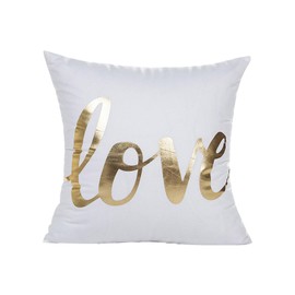 QUINTRA Gold Plated Love Throw Pillow Without Creative Simple Pillowcase Heart Shaped Square Bedding Standard Plain (White, One Size)