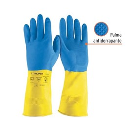 Truper GU-331, Guantes de látex reforzados para limpieza talla chica