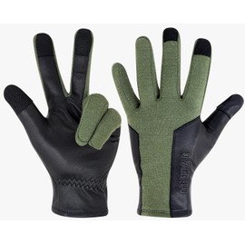ONETAC Short Cuff Touch Screen Pilot Nomex Flight Flyers Duty Work Gloves, Goat Leather Skin Tight Palm (Green/Black, XSmall)