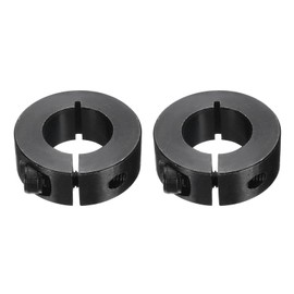 sourcing map 2Pcs Single Split Shaft Collar, 22mm Bore One Piece Clamping Collar 42mm OD 15mm Thickness Black Oxide Lock Collar Clamp with Set Screws (1045 Steel)