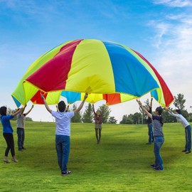 Sonyabecca Parachute, Play Parachute 10ft 12ft 16ft with 12 Handles 20ft 24ft with 16 Handles for Kids Cooperation Group Play