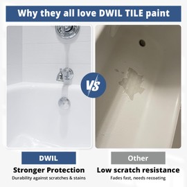 DWIL Tub Paint, Tub and Tile Refinishing Kit with Tools, White Bathtub Paint Water Based &Low Odor, Easy to Use for Sink Bathroom Shower, Semi-Gloss White, 25-30sq.ft