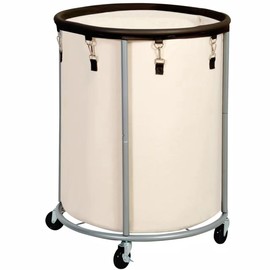 STO STO Industrial Sized Laundry Hamper with Wheels, Commercial 48 Gallons (185L) Extra Large Laundry Cart with Removable Bag, Round Laundry Basket Sorter for Laundry, Bedroom, Hotel, Beige and Brown