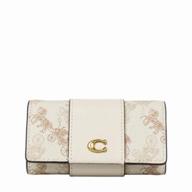 Coach CI210 B4RGL Women's Accessory Key Case (Brass x Chalk Taupe), White