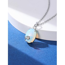 Jovivi Crystal Necklaces for Women,Opal Flower Healing Crystal Gemstone Necklace Womens Crystal Jewellery Gifts For Her Mum Christmas Birthday