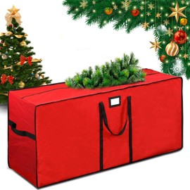 ZQEJEFD Cushion Bag, Garden Cushion Storage Bag, 600D Oxford Christmas Tree Bag with Carry Handle, Double Zipper, 122 x 38 x 51 cm, Red