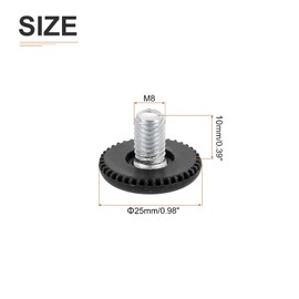 DTGN M8x10x25mm(DxLxOD) Screw on Furniture Glide Leveling Feet - 12Pack - Good for Furniture - Adjustable Thread Furniture Levelers - Black