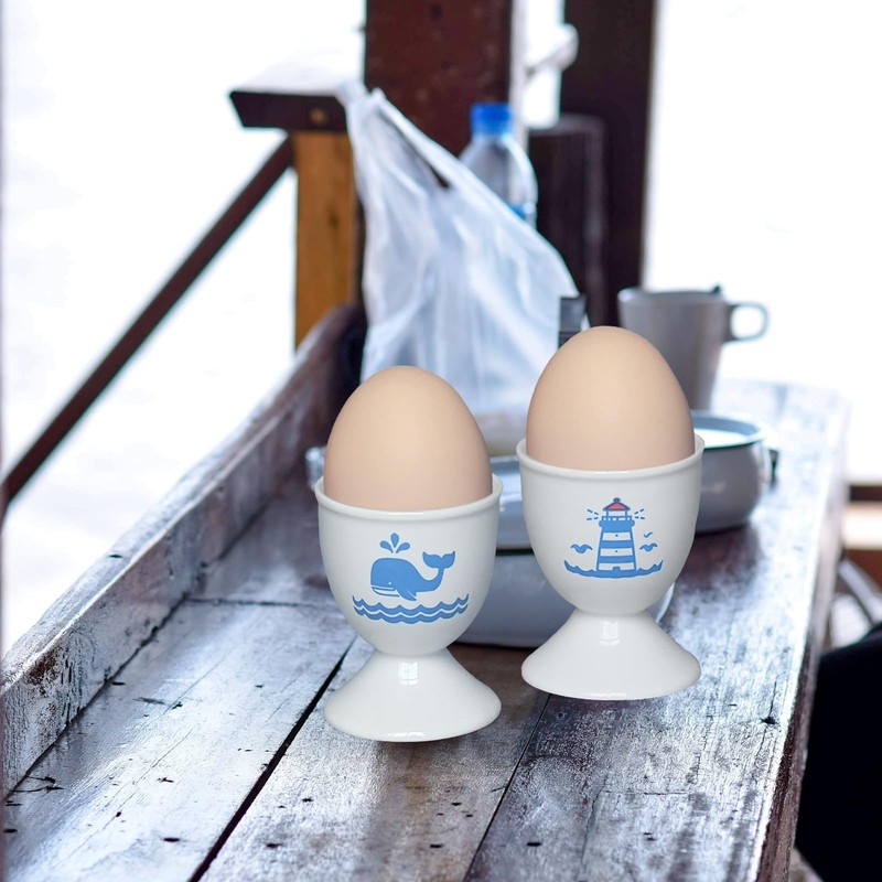 Cinf Ceramic Egg Cup Set of 2 Porcelain Holder Breakfast