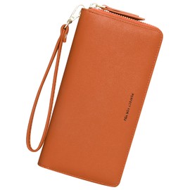 GEEAD Wristlet Wallets for Women PU Leather RFID Blocking Zip Around Long Phone Clutch Wallet