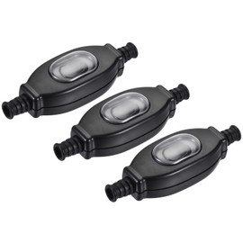 sourcing map Waterproof Appliance Switch, AC 250V 3A ON/Off Inline Cord Rocker Switches IP65 for Lamp Black Pack of 3