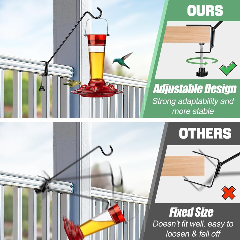 Biubee Deck Bird Feeder Hanger for Railing- 2Pack Heavy Duty