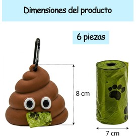 Dispensador De Bolsas Para Perro, 6 Piezas Con Dispensador Y 5 Bolsas, Porta Bolsas Para Perro Portátil Para Paseos Diarios, Diseño Divertido En Forma De Caca, Hecho De Material Pvc