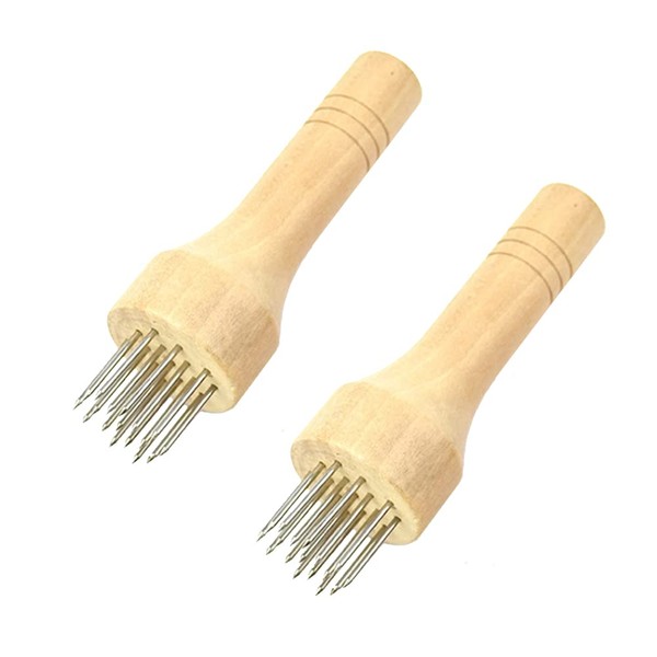 2 Pcs Stainless Steel Meat Tenderizer Mallet Wood Handle Meat