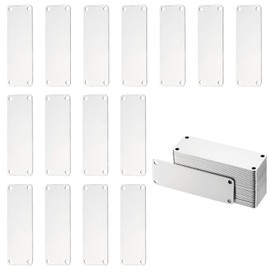 PATIKIL 50Pcs Metal Stamping Blanks, 3 x 1 Rectangle Stamping Tags Blanks Plate Stainless Steel Four Holes DIY Name Tags for Laser Engraving Name ID, Silver
