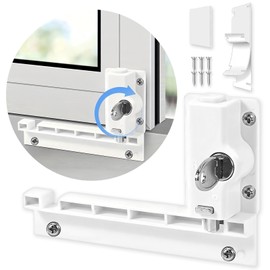 PILISPARK Patio Sliding Door Security Foot Lock Kick Lock with keyed, ABS,Fits on Top Rail-Childproof Patio Door Guardian-or Bottom Rail-Foot Operated-Keep Your Family Safe and Secure(1 Pack)