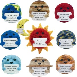 PoccroToys 10pcs Positive Planets Crochet Animals Potato Doll Emotional Cheer Up Support Toys with Positive Card Encouragement Gifts for Men,Women,Coworker,Friends,Mom,Dad and Christmas