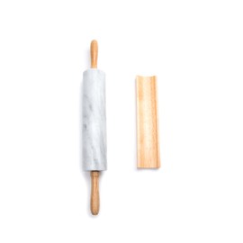 Fox Run Marble Rolling Pin with Wooden Base, 10-Inch Barrel, White
