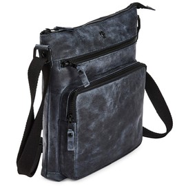 Cochoa Women Real Leather Crossbody Triple Zip Vintage Handbag Purse Travel Crossover Shoulder Bag Handmade (Navy Crazy Horse)