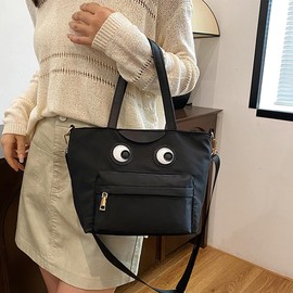 DIVA Rose Women's Tote Bag, Shoulder Bag, 2-Way Handbag, Stylish, Mini, Large Capacity, Lightweight, Work or School Commute, Eyeball Bag, Black