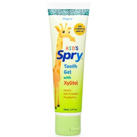 Spry Natural Xylitol Toothpaste for Baby, Toddler and Kids Age 3 Months and Up - Fluoride Free Tooth Gel, Tasty, Support Development of Emerging Teeth, Original 2 Fl Oz (Pack of 1)