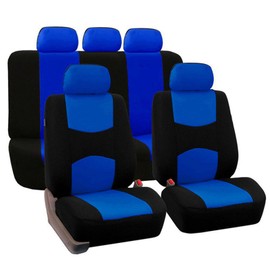 WODHMIEY Universal 5 Seater Front and Rear Car Seat Covers with Headrests, Wear-Resistant and Deformation-Resistant (Blue)