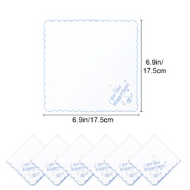 EEEKit 6PCS Wedding Handkerchief, White Happy Tears Embroidered Handkerchiefs, Cotton White Hankies for Bride Groom Wedding Day Gift, 30x30cm