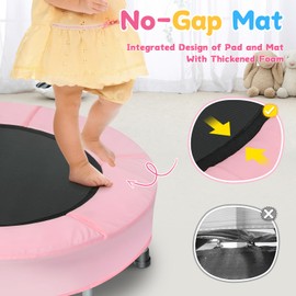 BCAN 36'' Mini Folding Ages 2 to 5 Toddler Trampoline with Handle for Kids, Indoor/Garden Toddlers Trampoline with Super Safe Cover for Toddlers, Pink