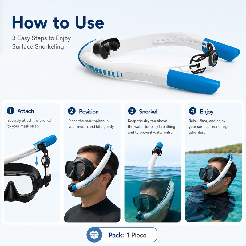 Dry Snorkel for Adult Swimming & Diving – Splash Guard