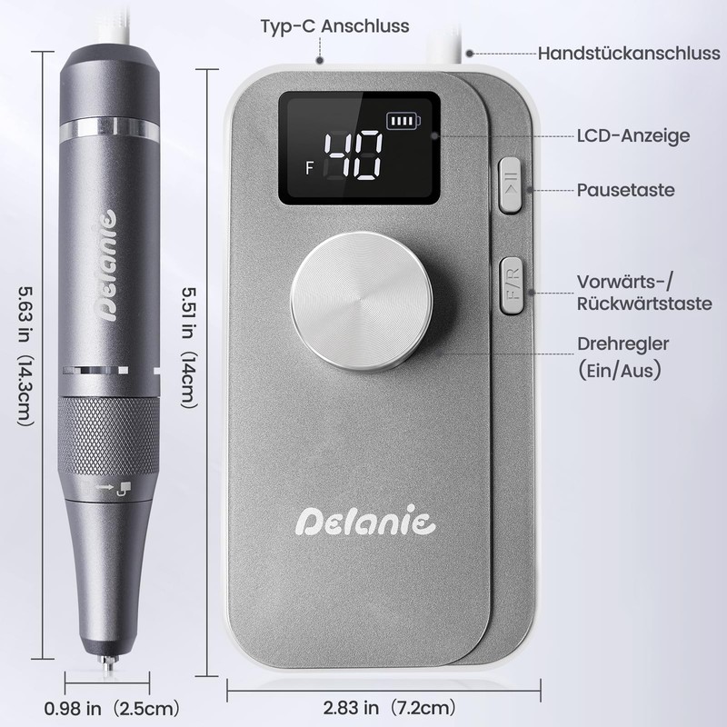 Delanie Electric Nail Cutter 40000 RPM for Gel Nails Acrylic