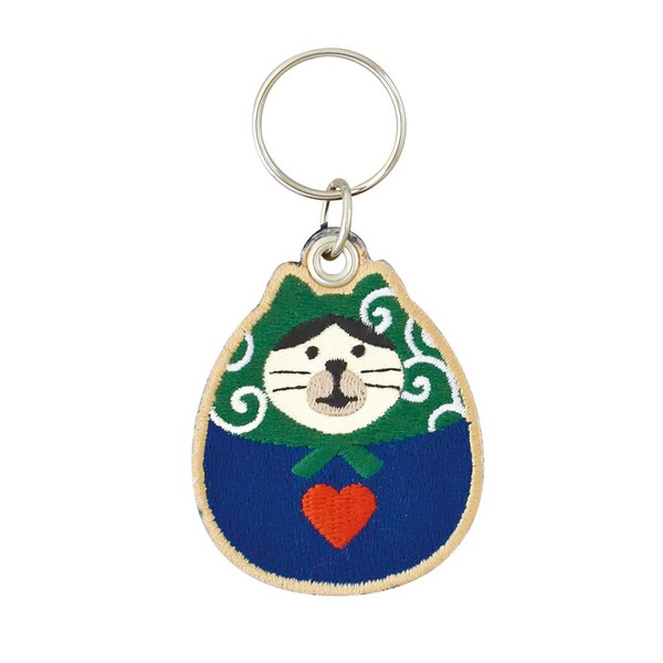 DECOLE ZCB-28915 DECOLE Concombre Lucky Embroidered Key Chain Heart Thief Cat Daruma Charm Auspicious Ring Key Dharma Cat Cat Cat