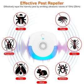 6-Packs Indoor Ultrasonic Pest Repellers Plug & Play Smart Mouse Repellent Chaser Deterrent for Home Kitchen Office & Warehousecolor: White Color