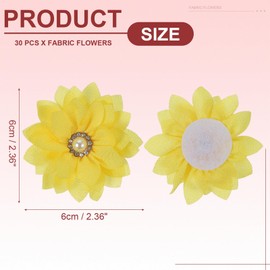 PATIKIL Fabric Flowers, 30 Pcs 2" Rhinestone Pearls Sewing Fabric Flowers for DIY Crafts Appliques Wedding Birthday Party Decoration, Yellow