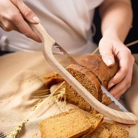YAPULLYA Bread Knife for Homemade Bread Sourdough, Bread Bow Knife for sourdough, Sourdough Bread Cutter, 15.7" Sourdough Knife for Slicing, Bread Saw for Homemade Bread
