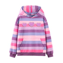 WELAKEN Rainbow Sweatshirts with Hearts for Girls Toddler & Kids Pullover Tops Cotton Hoodies