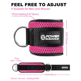 POWER GUIDANCE Ankle Strap for Cable Machine, Adjustable Ankle Straps for Working Out, Neoprene Pad for Glute Kickbacks & Lower Body Exercises