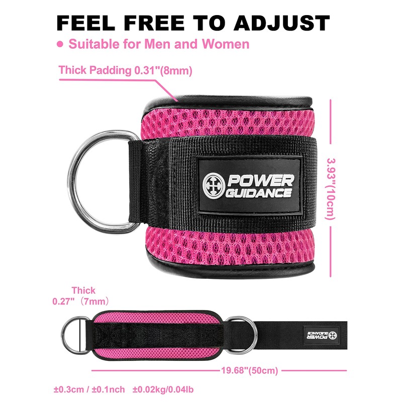 POWER GUIDANCE Ankle Strap for Cable Machine, Adjustable Ankle Straps