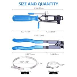 AstraLoom 22-Piece CV Boot Clamp Stainless Steel Tool Set, Featuring Installer, Pliers, and Adjustable Ear Hose Clamps in Two Sizes for ATV/UTV/CV Vehicle Tie-Down Strap Fixing and Repair (Blue)