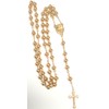 14k Rose Gold Finish 8MM Mens Rosary Chain Necklace Cross
