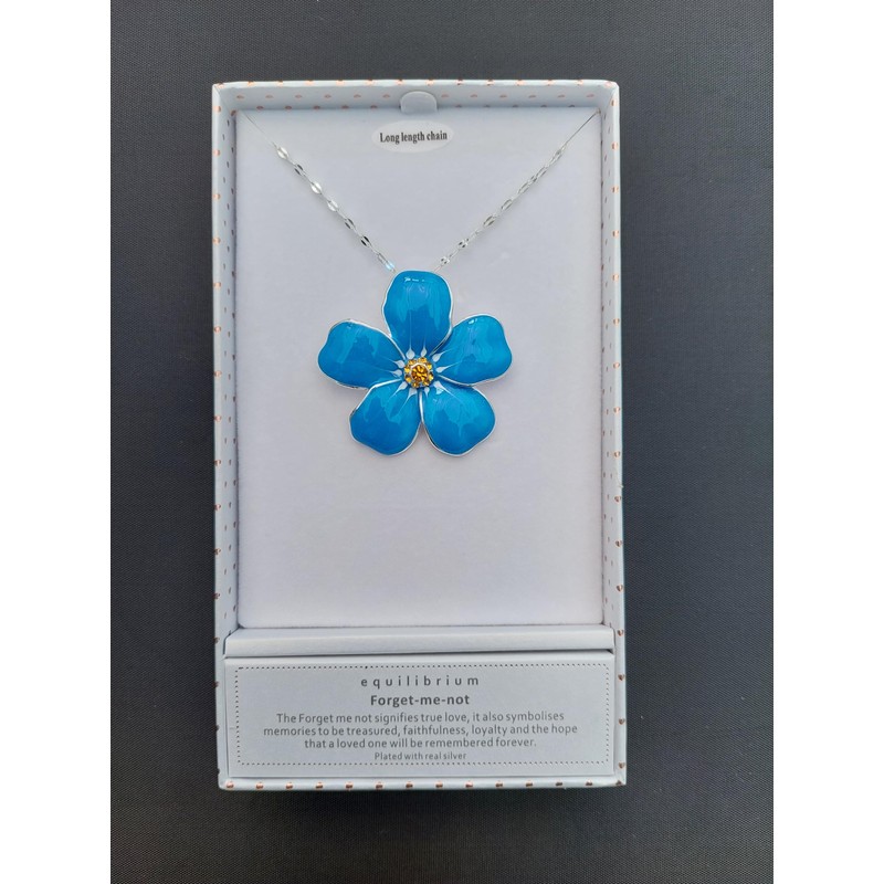 equilibrium Jewellery Silver Plated Forget Me Not Flower Necklace Gift