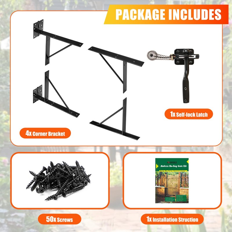 Mofeez Gate Corner Brace Bracket No Sag Kit for Shed